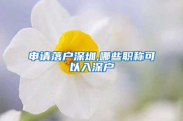 申请落户深圳,哪些职称可以入深户