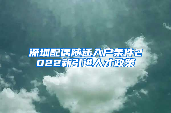 深圳配偶随迁入户条件2022新引进人才政策