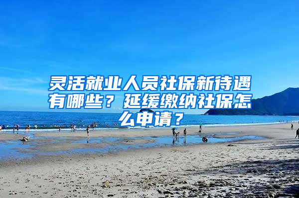 灵活就业人员社保新待遇有哪些？延缓缴纳社保怎么申请？