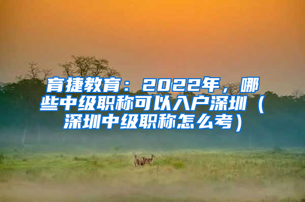 育捷教育：2022年，哪些中级职称可以入户深圳（深圳中级职称怎么考）