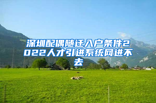 深圳配偶随迁入户条件2022人才引进系统网进不去