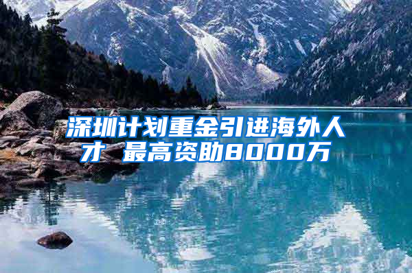 深圳计划重金引进海外人才 最高资助8000万