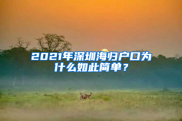 2021年深圳海归户口为什么如此简单？