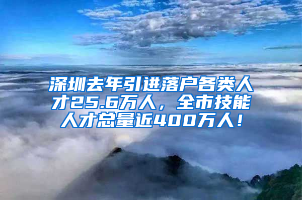 深圳去年引进落户各类人才25.6万人，全市技能人才总量近400万人！