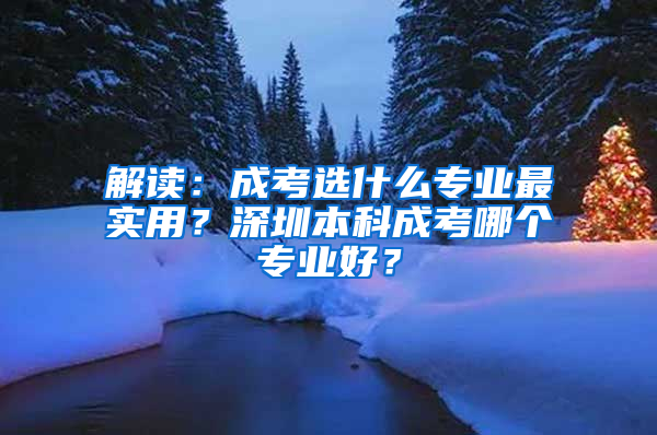 解读：成考选什么专业最实用？深圳本科成考哪个专业好？