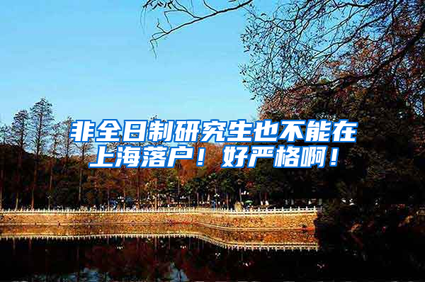 非全日制研究生也不能在上海落户！好严格啊！