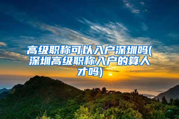 高级职称可以入户深圳吗(深圳高级职称入户的算人才吗)