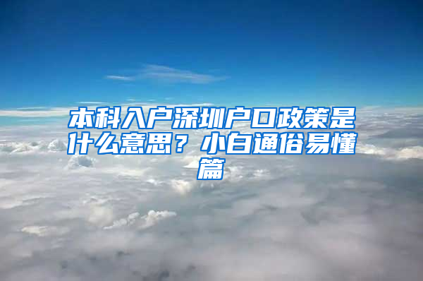 本科入户深圳户口政策是什么意思？小白通俗易懂篇