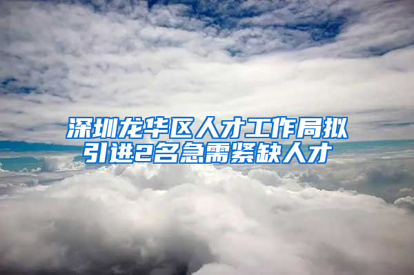 深圳龙华区人才工作局拟引进2名急需紧缺人才