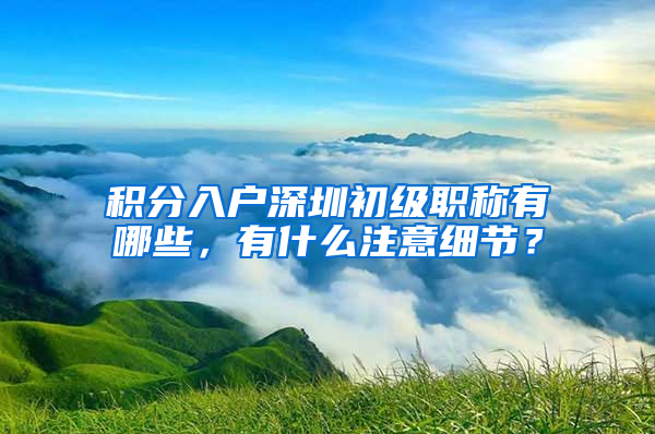 积分入户深圳初级职称有哪些，有什么注意细节？