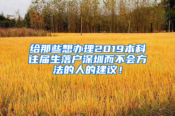 给那些想办理2019本科往届生落户深圳而不会方法的人的建议！