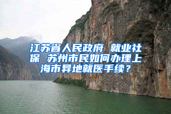 江苏省人民政府 就业社保 苏州市民如何办理上海市异地就医手续？