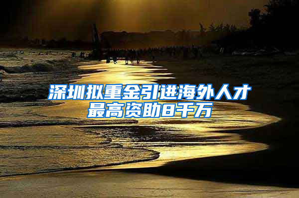 深圳拟重金引进海外人才最高资助8千万