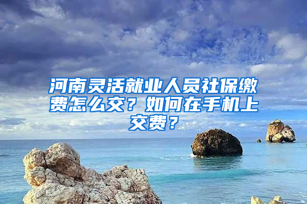 河南灵活就业人员社保缴费怎么交？如何在手机上交费？