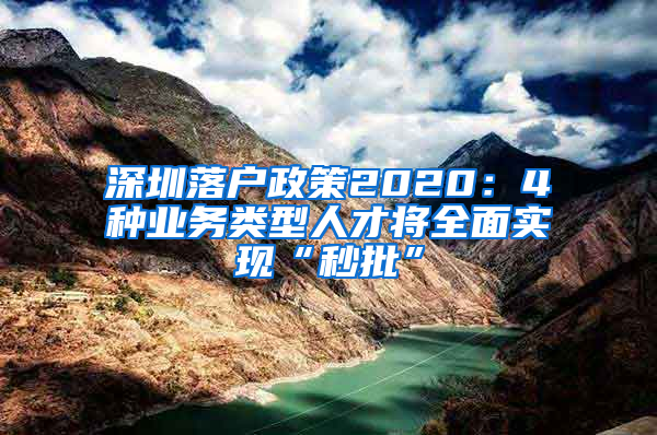 深圳落户政策2020：4种业务类型人才将全面实现“秒批”