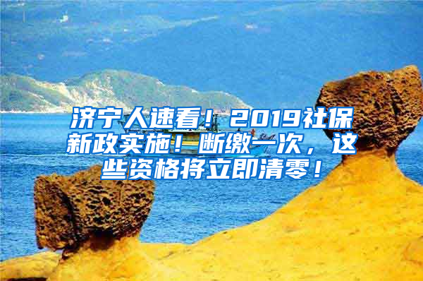 济宁人速看！2019社保新政实施！断缴一次，这些资格将立即清零！