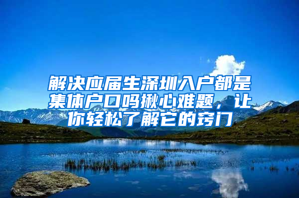 解决应届生深圳入户都是集体户口吗揪心难题，让你轻松了解它的窍门