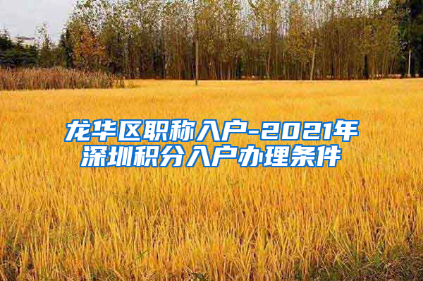 龙华区职称入户-2021年深圳积分入户办理条件