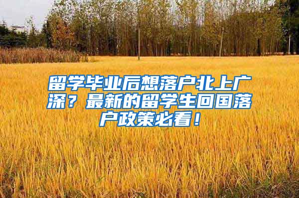 留学毕业后想落户北上广深？最新的留学生回国落户政策必看！