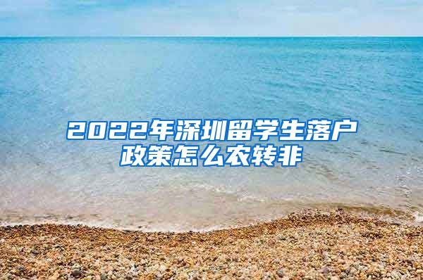 2022年深圳留学生落户政策怎么农转非