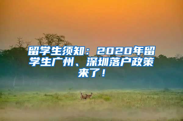 留学生须知：2020年留学生广州、深圳落户政策来了！