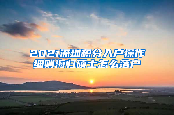 2021深圳积分入户操作细则海归硕士怎么落户