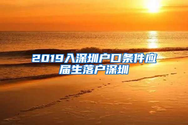2019入深圳户口条件应届生落户深圳