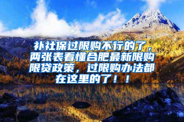 补社保过限购不行的了，两张表看懂合肥最新限购限贷政策，过限购办法都在这里的了！！