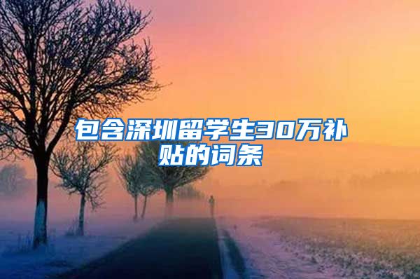 包含深圳留学生30万补贴的词条