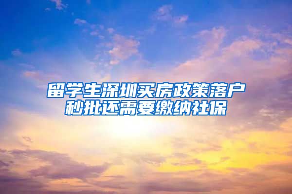 留学生深圳买房政策落户秒批还需要缴纳社保