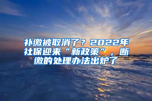 补缴被取消了？2022年社保迎来“新政策”，断缴的处理办法出炉了