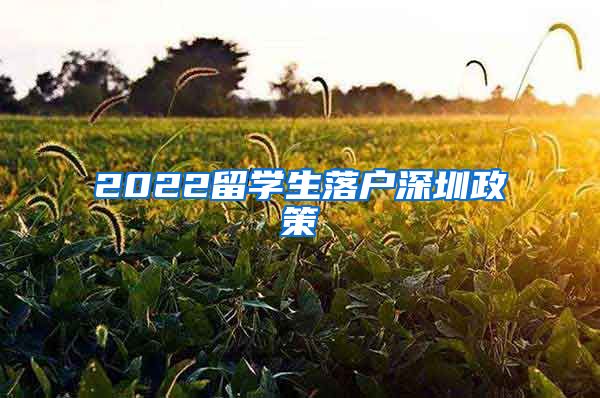 2022留学生落户深圳政策