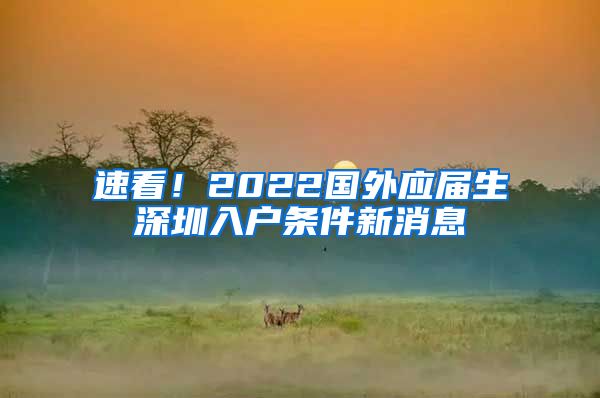 速看！2022国外应届生深圳入户条件新消息