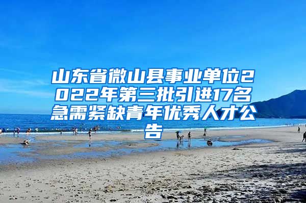 山东省微山县事业单位2022年第三批引进17名急需紧缺青年优秀人才公告