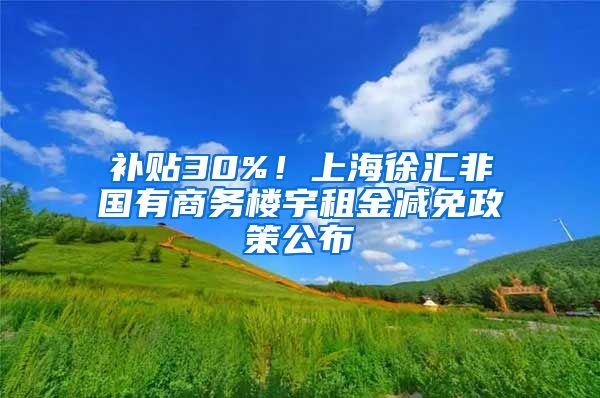 补贴30%！上海徐汇非国有商务楼宇租金减免政策公布