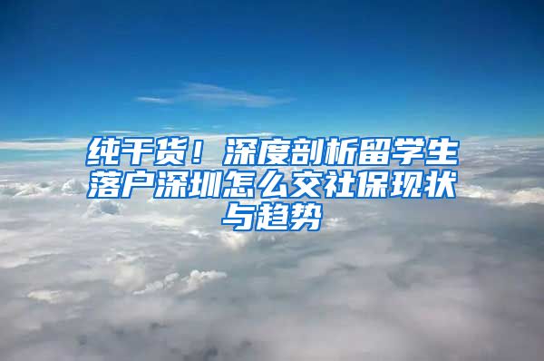 纯干货！深度剖析留学生落户深圳怎么交社保现状与趋势