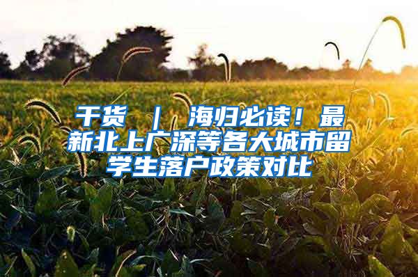 干货 ｜ 海归必读！最新北上广深等各大城市留学生落户政策对比