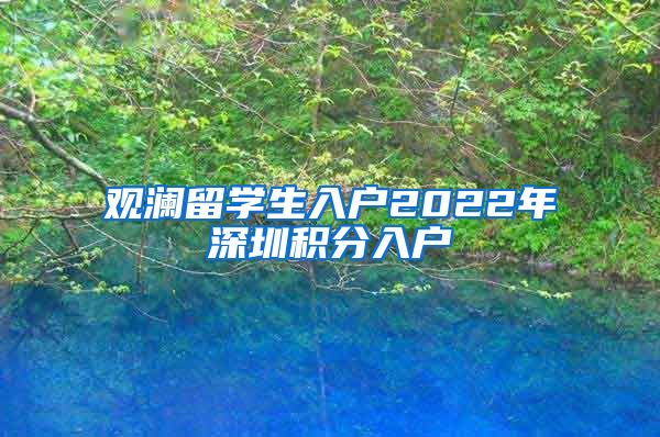 观澜留学生入户2022年深圳积分入户