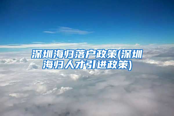 深圳海归落户政策(深圳海归人才引进政策)