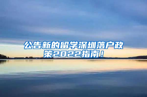 公告新的留学深圳落户政策2022指南！
