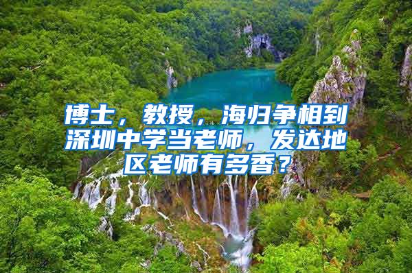 博士，教授，海归争相到深圳中学当老师，发达地区老师有多香？