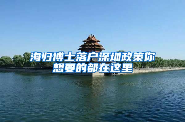 海归博士落户深圳政策你想要的都在这里