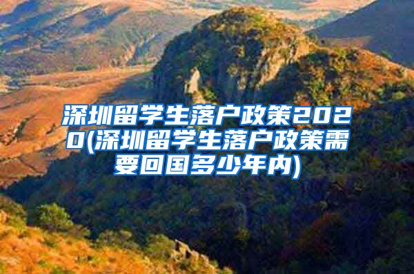 深圳留学生落户政策2020(深圳留学生落户政策需要回国多少年内)