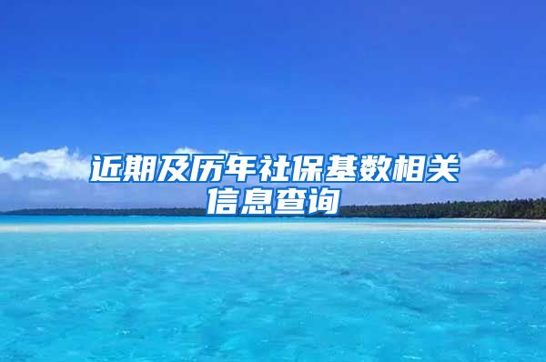 近期及历年社保基数相关信息查询