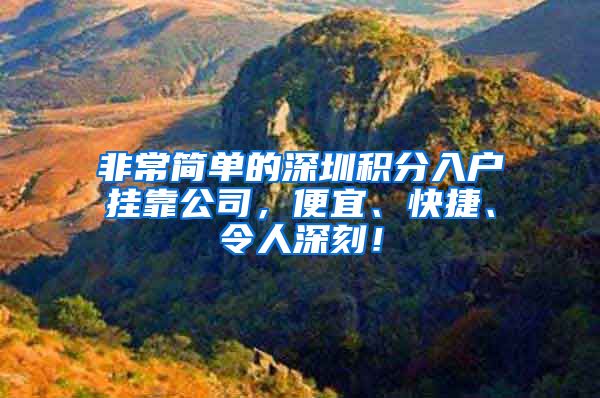 非常简单的深圳积分入户挂靠公司，便宜、快捷、令人深刻！