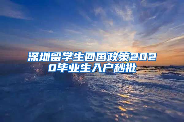 深圳留学生回国政策2020毕业生入户秒批