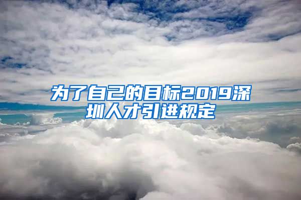 为了自己的目标2019深圳人才引进规定