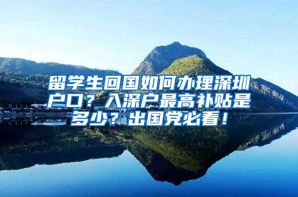 留学生回国如何办理深圳户口？入深户最高补贴是多少？出国党必看！