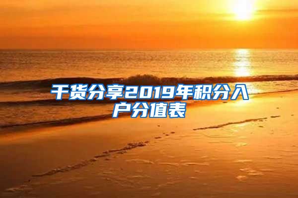 干货分享2019年积分入户分值表