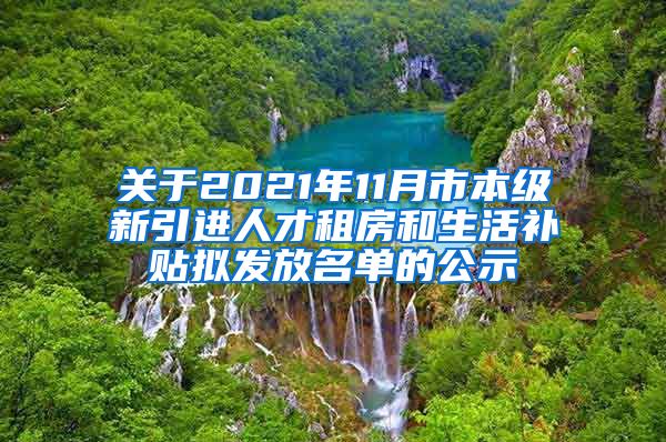 关于2021年11月市本级新引进人才租房和生活补贴拟发放名单的公示